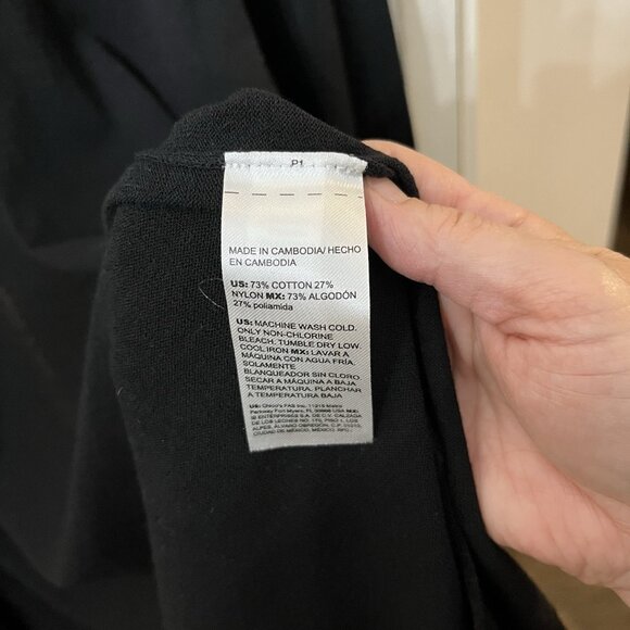 CHICO'S - WOMEN'S MEDIUM - BLACK LONG SLEEVE OPEN FRONT COTTON BLEND CARDIGAN - Picture 3 of 6